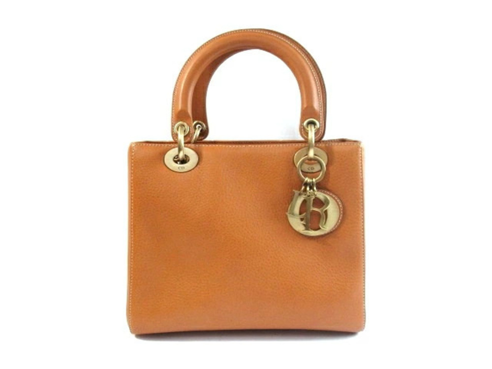 Christian Dior Lady Handbag Embossed Leather